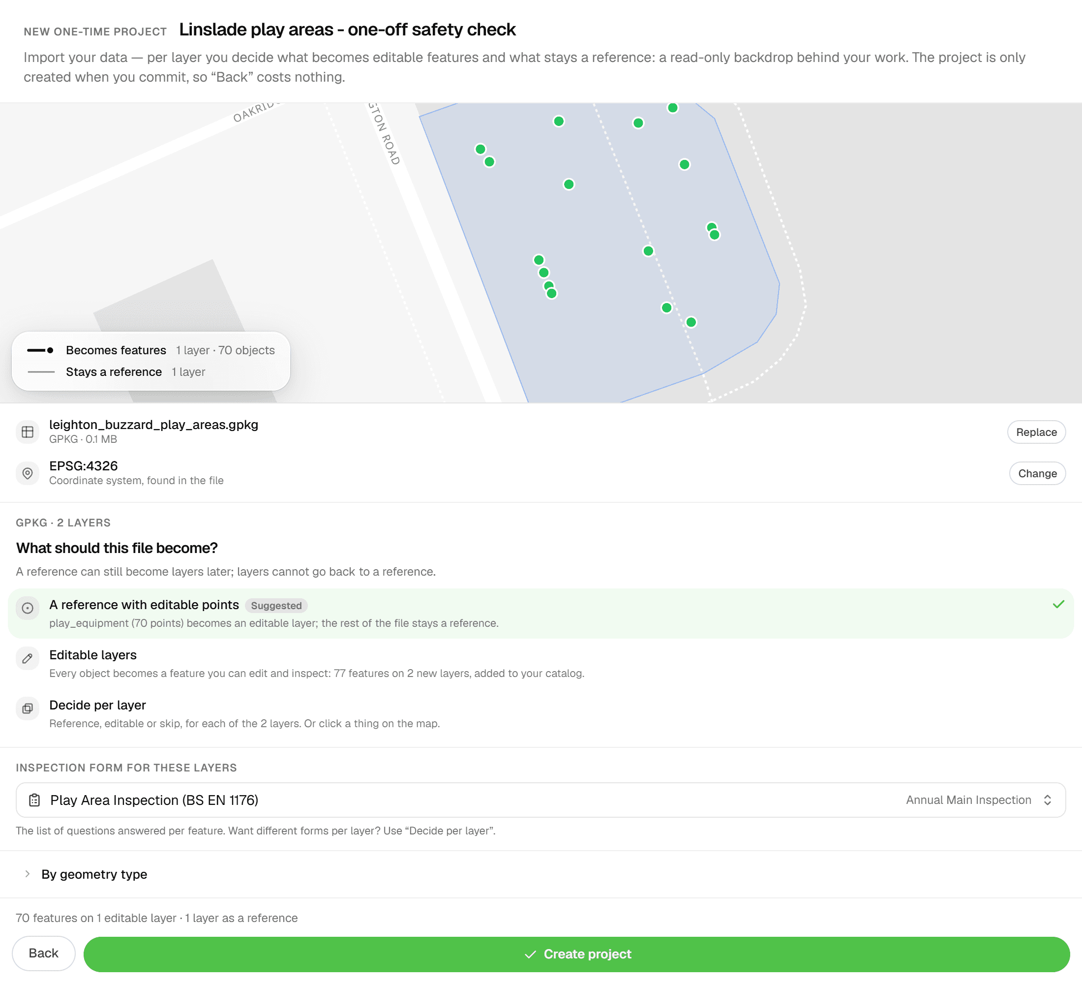One import creates the whole project